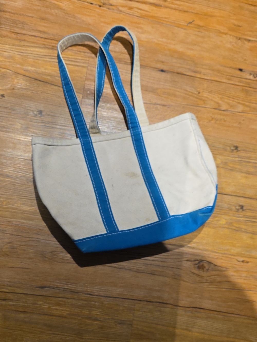 Canvas Tote Bag with Blue Trim